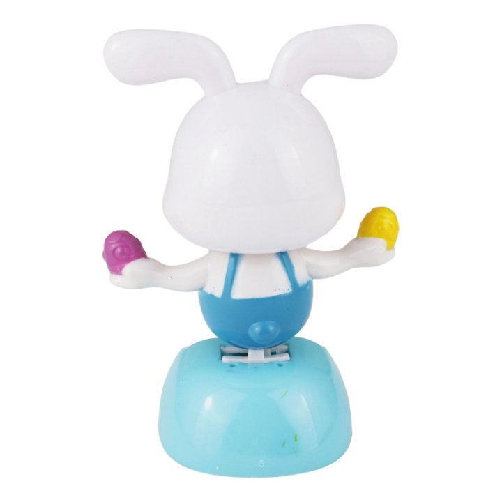 Figurine Solaire - Lapin de Pâques blanc et bleu