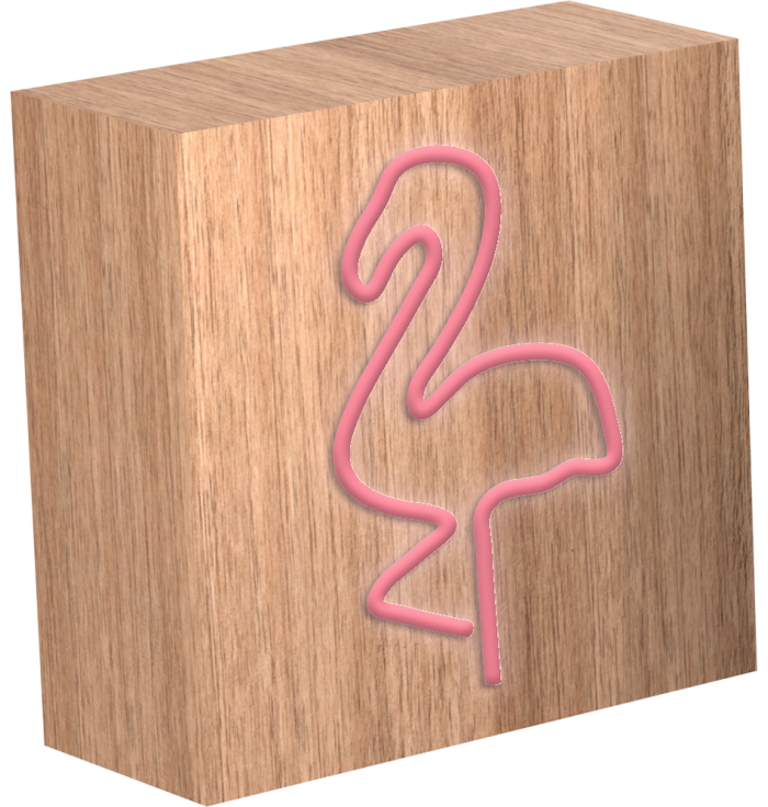 ColorLight - Enceinte Neon Bois - Flamingo - taille S - Enceinte sur batterie ColorLight Néon.La tendance qui illumine votre int