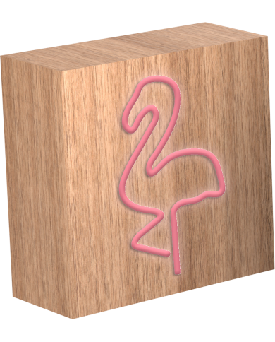 Cadeau tendance - ColorLight - Enceinte Neon Bois - Flamingo - tail...