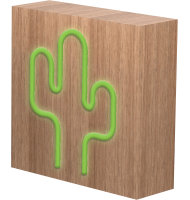 Cadeau tendance - BigBen - Enceinte Neon Bois avec induction - Cactus