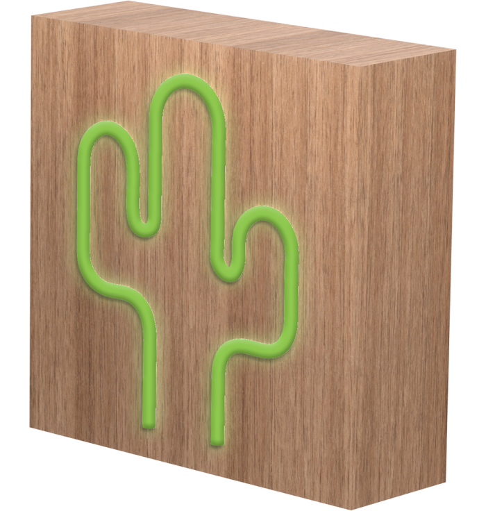 BigBen - Enceinte Neon Bois avec induction - Cactus - taille S  - 2