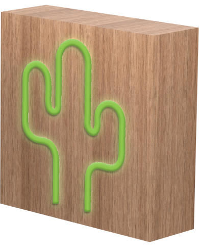 Cadeau tendance - BigBen - Enceinte Neon Bois avec induction - Cact...