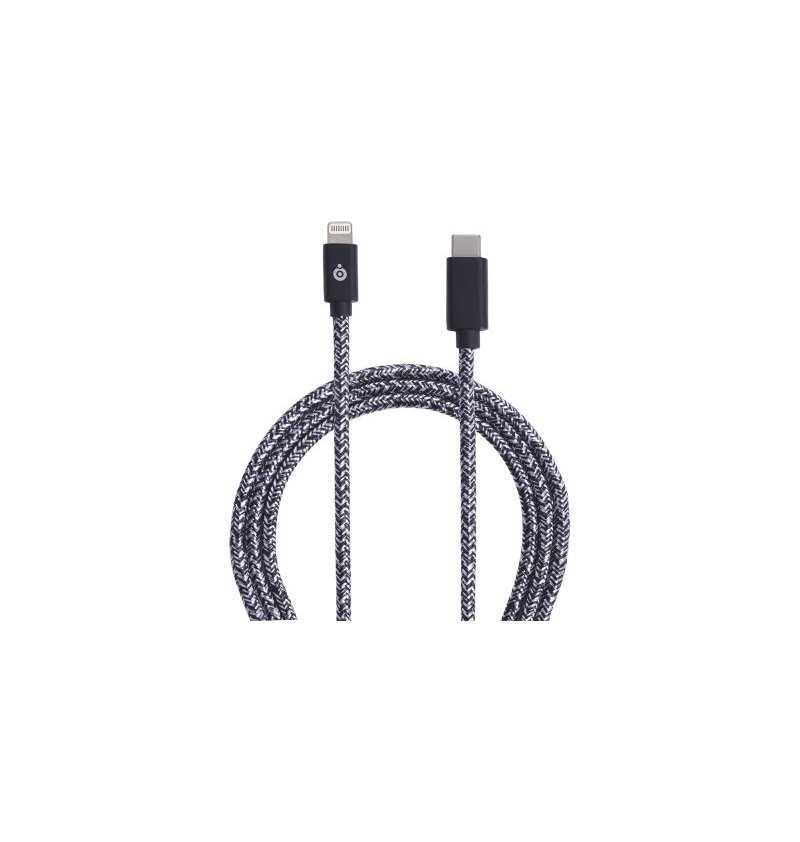 Bigben - Câble Lightning/USB-C 3A - Tissé 2 Mètres - Noir  - 1