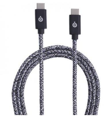 BigBen - Câble USB-C/USB-C - 3A - tissé  2 mètres - Gris - Un câble au revêtement tissé solide et élégant pour recharger vos app