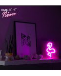 Cadeau tendance - ColorLight - Enceinte Neon Bois - Flamingo - tail...